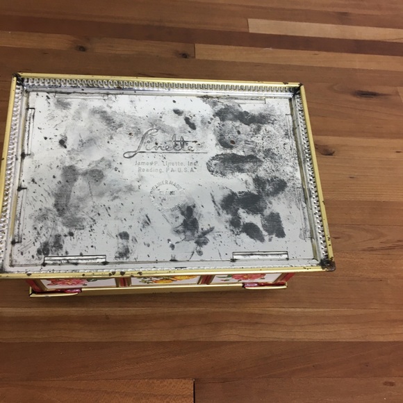 Vintage Linette Candy Tin Trinket Storage Box - Picture 10 of 16